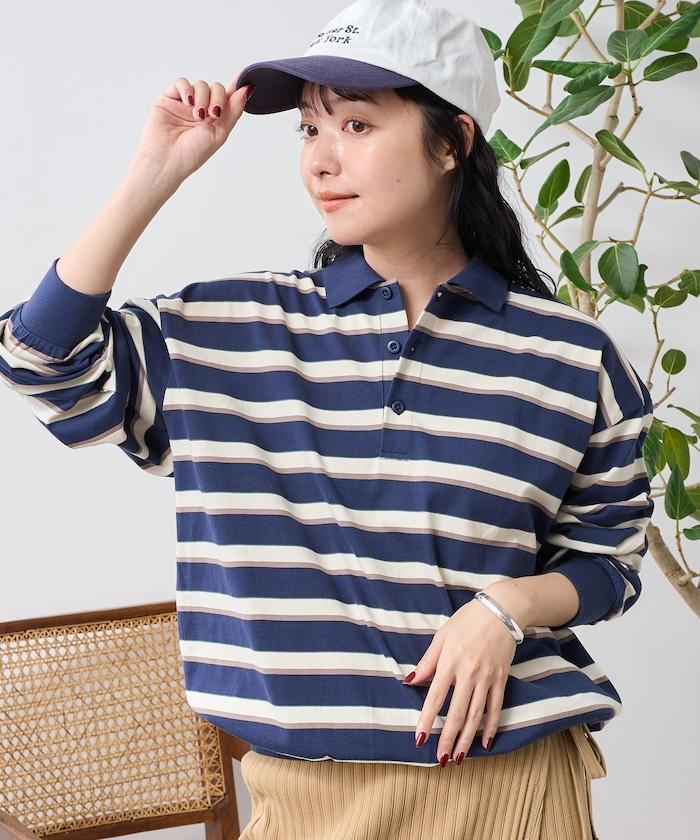 多色條紋polo領上衣