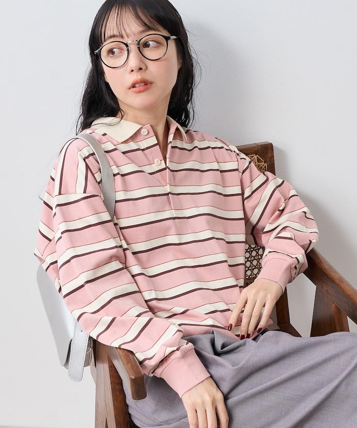 多色條紋polo領上衣