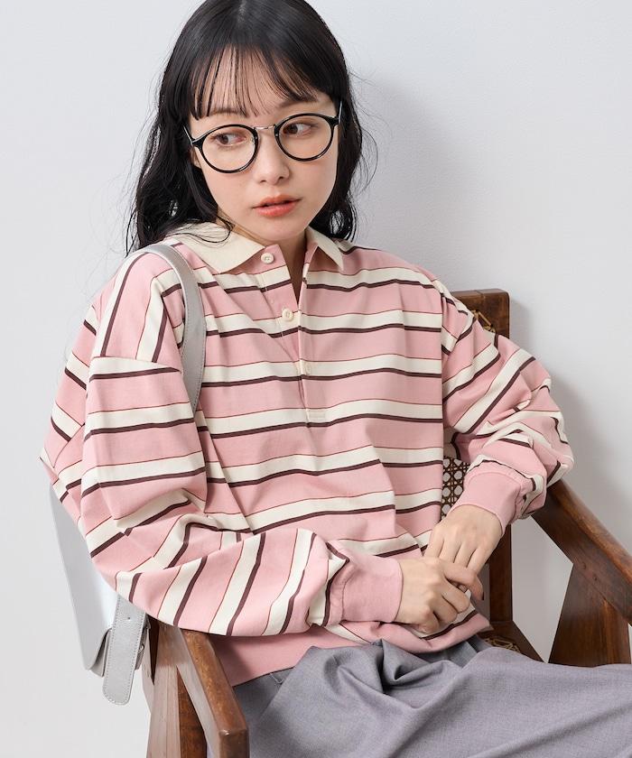 多色條紋polo領上衣