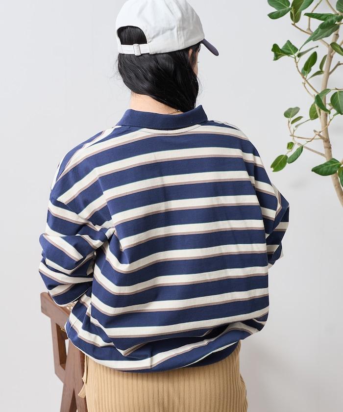 多色條紋polo領上衣