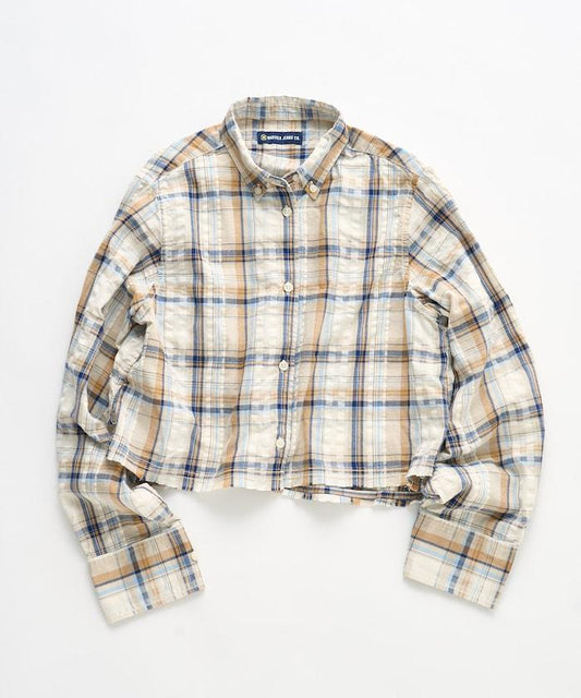 羊毛足球格紋截斷式襯衫