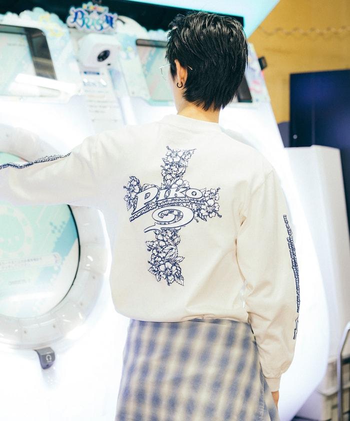 聯名 花卉圖案logo 長袖T恤