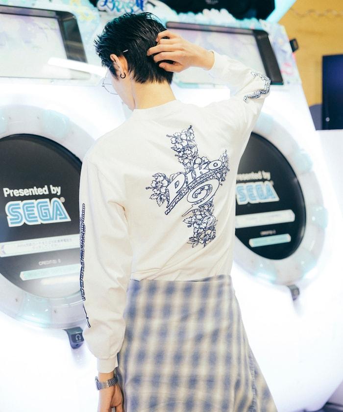 聯名 花卉圖案logo 長袖T恤
