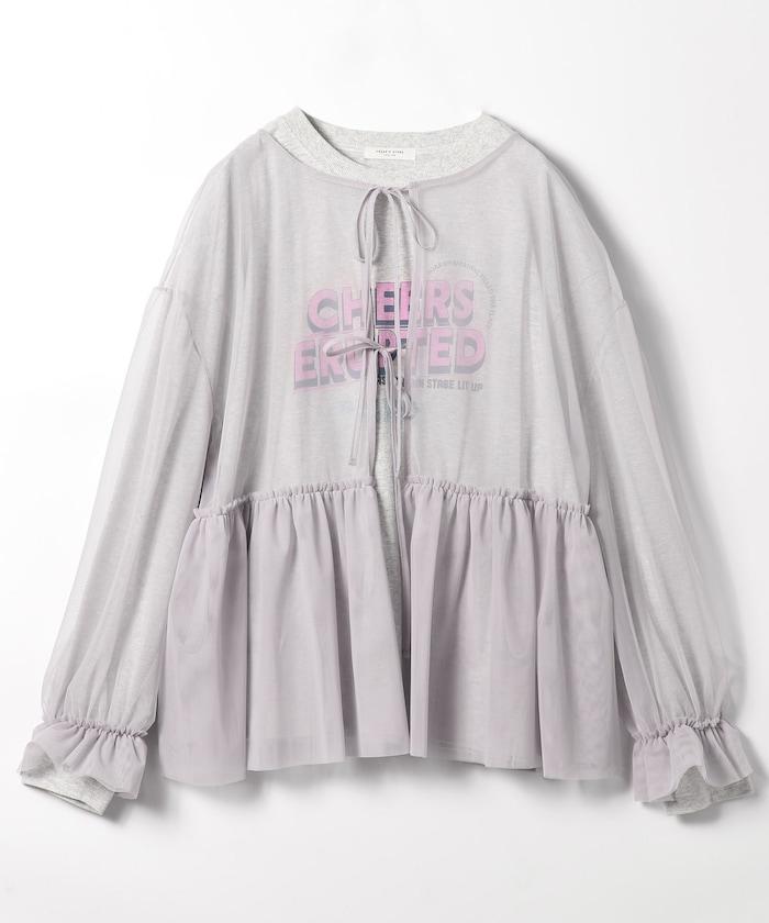 【套裝商品】蕾絲疊層 印花長袖T-shirt