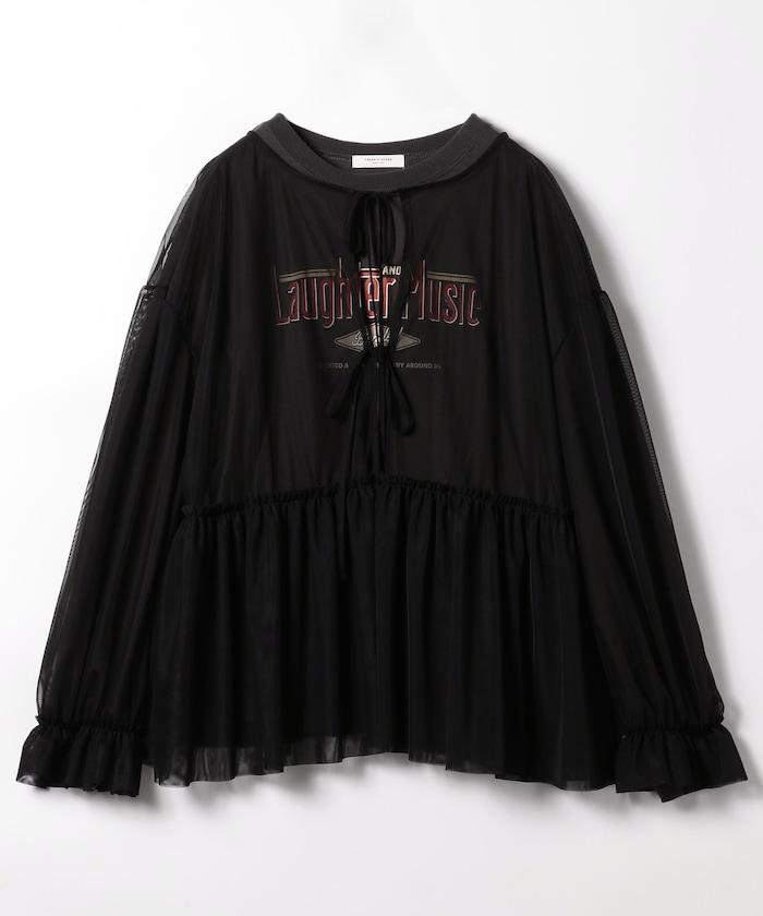 【套裝商品】蕾絲疊層 印花長袖T-shirt
