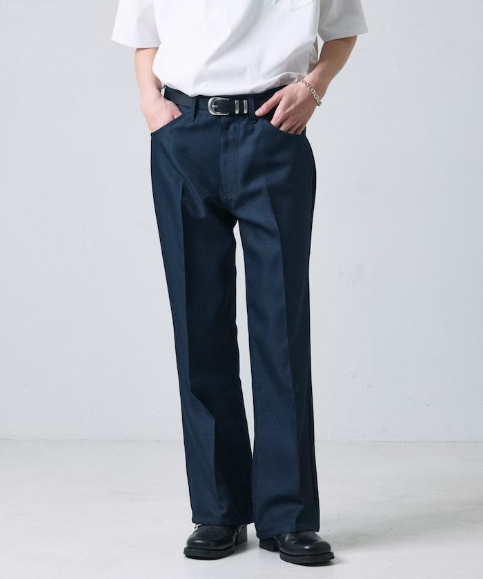 修身款彈力斜紋闊腿褲