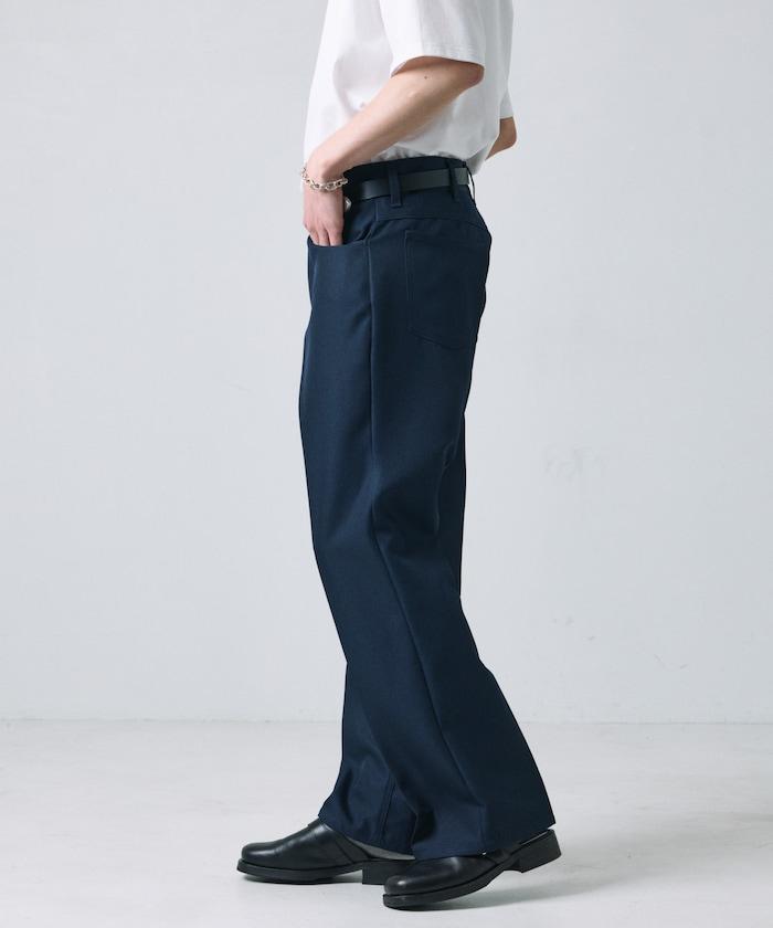 修身款彈力斜紋闊腿褲