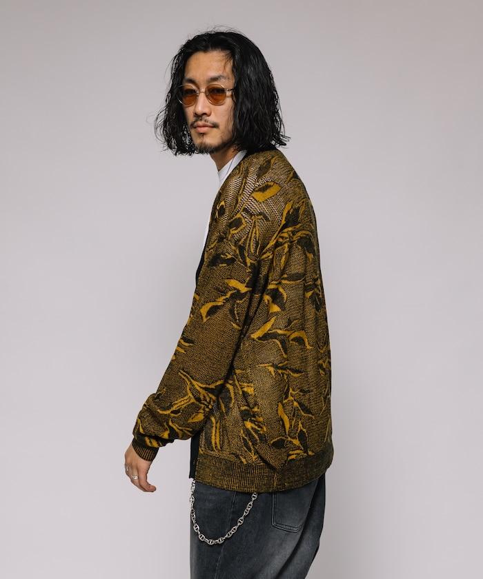 全印花 網眼編織 針織開衫