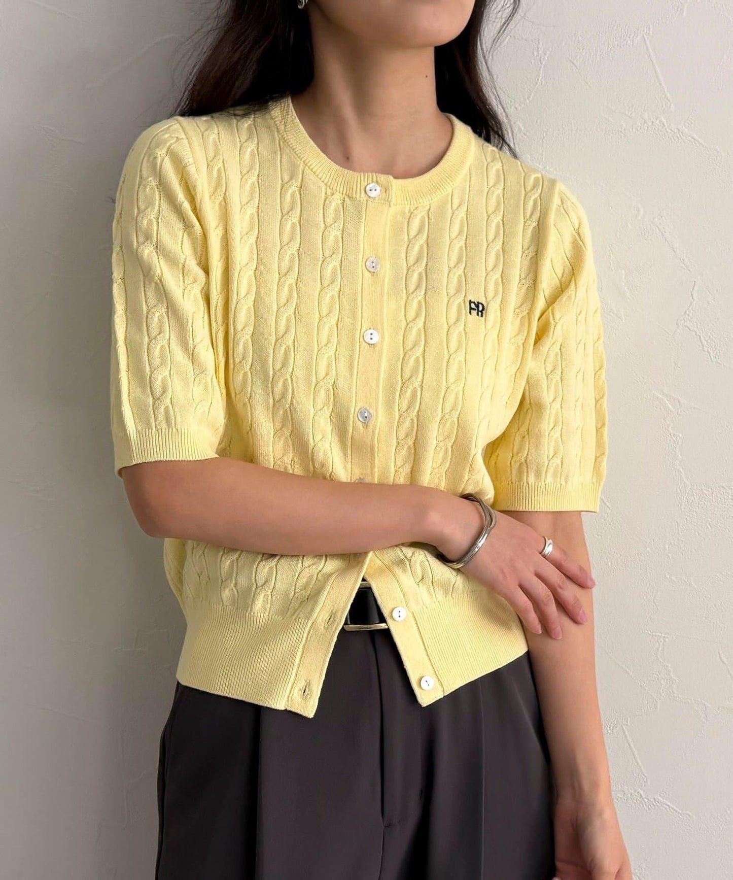 FR刺繡連帽圖案短袖開衫