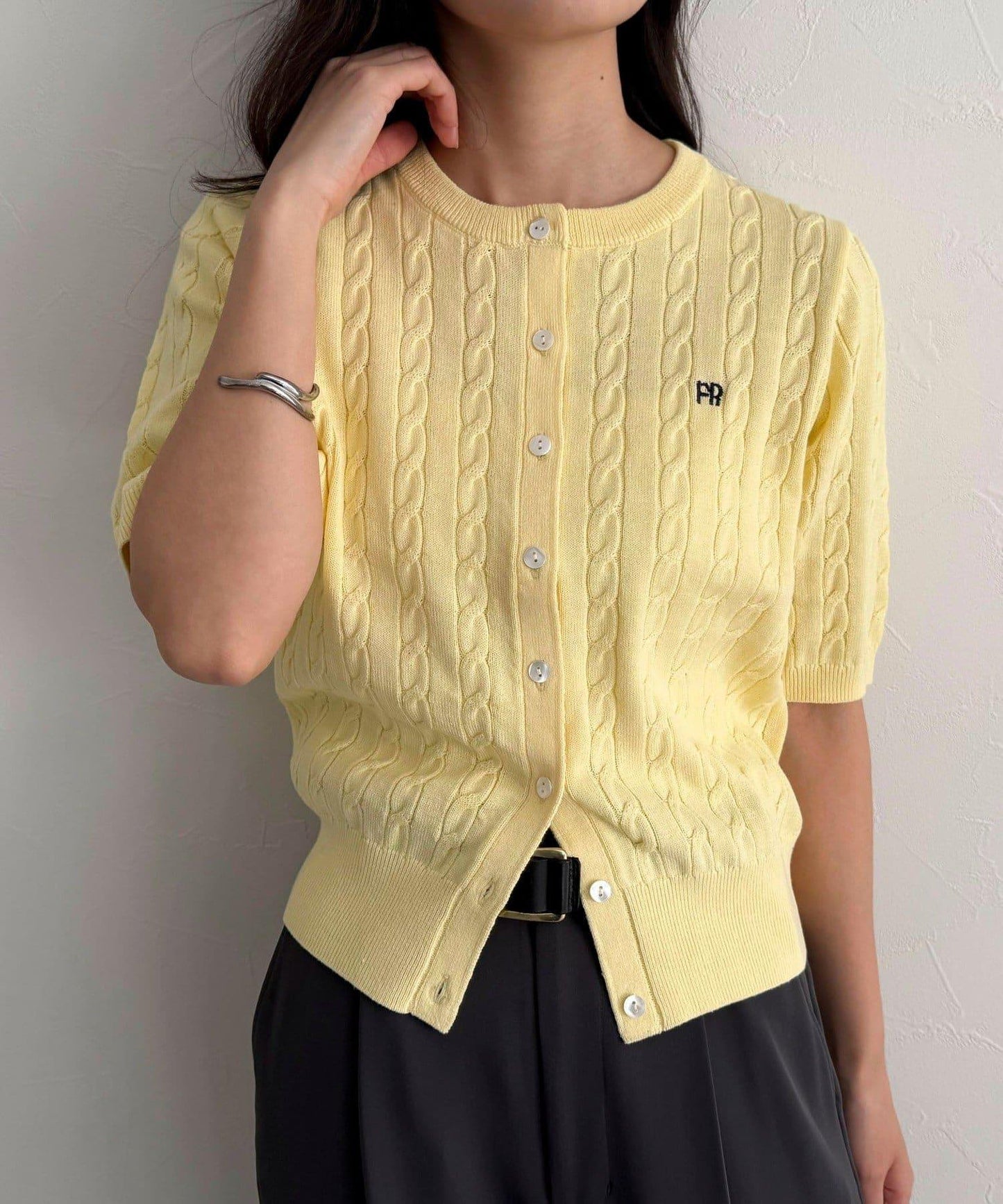 FR刺繡連帽圖案短袖開衫