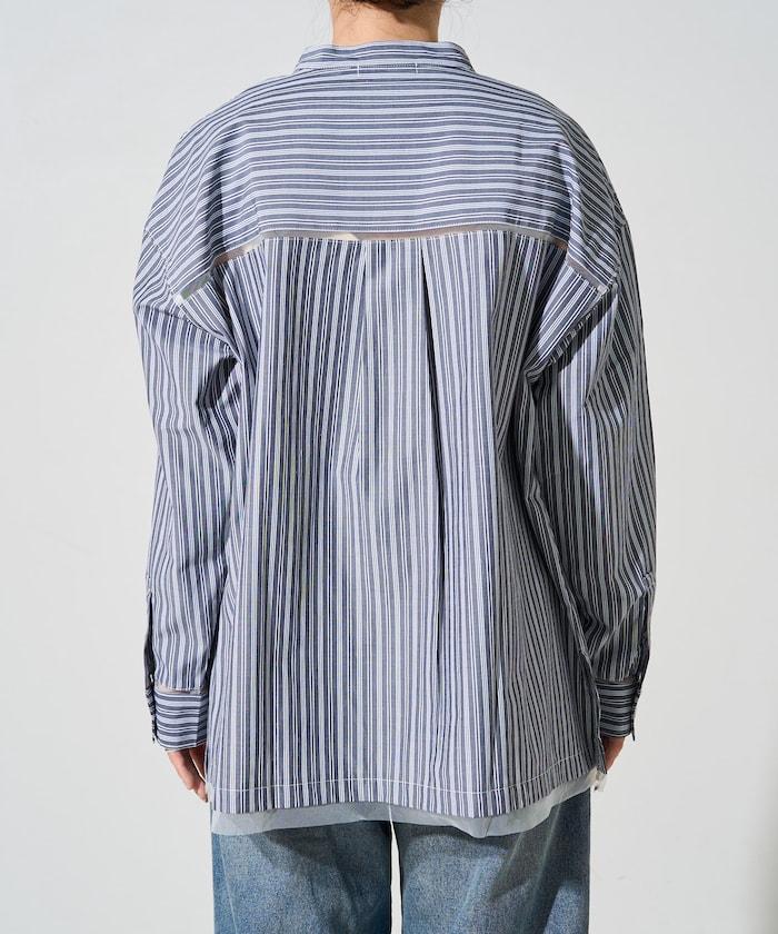 蕾絲拼接條紋襯衫(可搭配套裝)