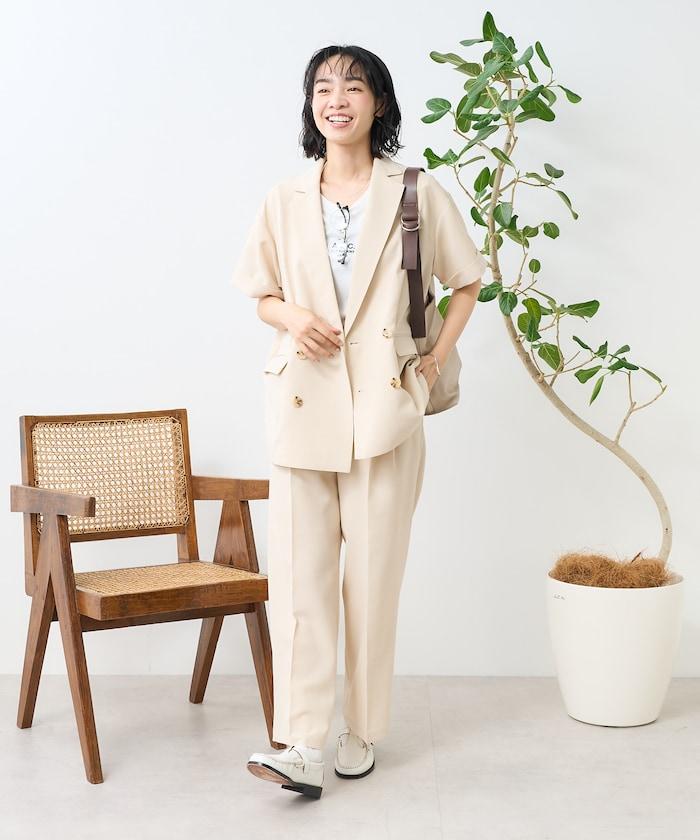 接觸冷感/UV 亞麻觸感 短袖 套裝外套