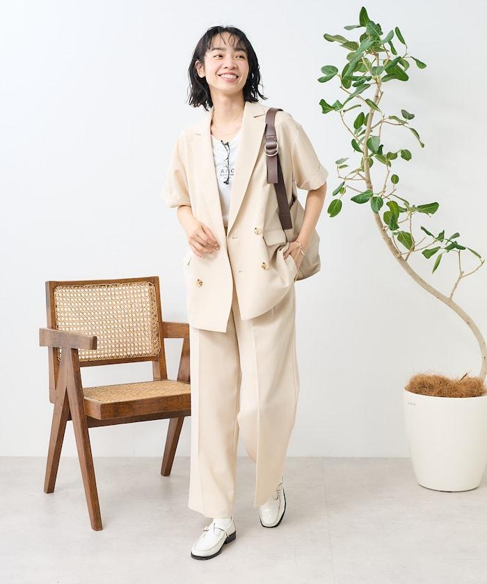 接觸冷感/UV 亞麻觸感 短袖 套裝外套
