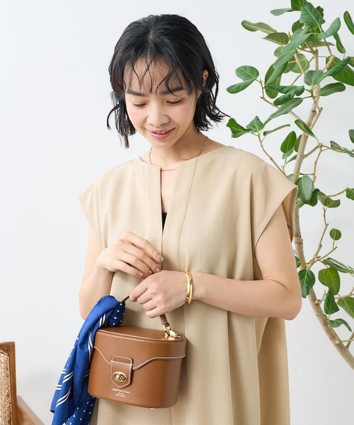 接觸冷感/UV 亞麻觸感 領結連衣裙/ 亞麻觸感 V領連衣裙