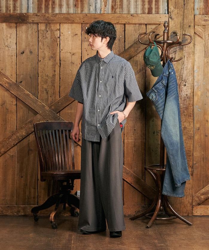 聯名 一點刺繡格子短袖襯衫