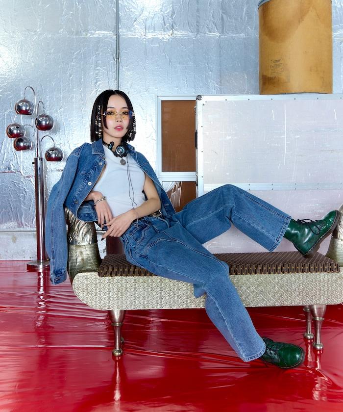 西部風格拼接牛仔褲