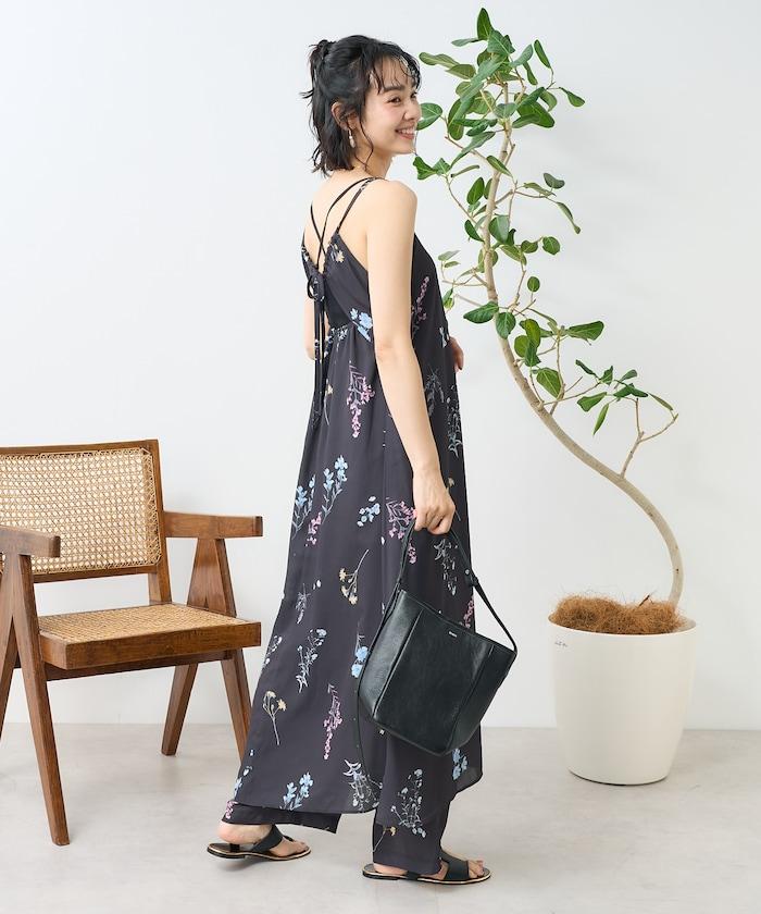 大花印花吊帶連衣裙