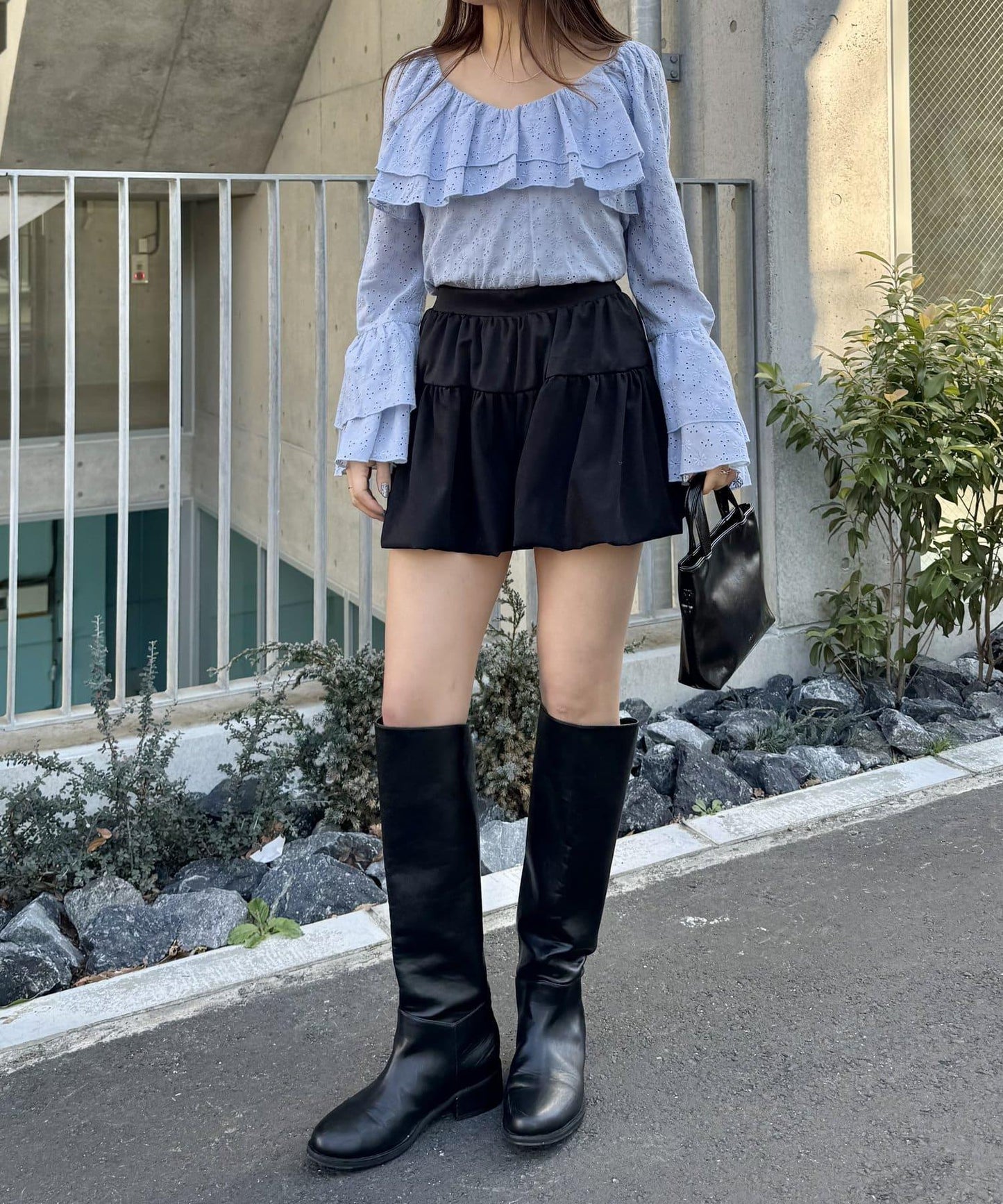棉質蕾絲荷葉邊襯衫