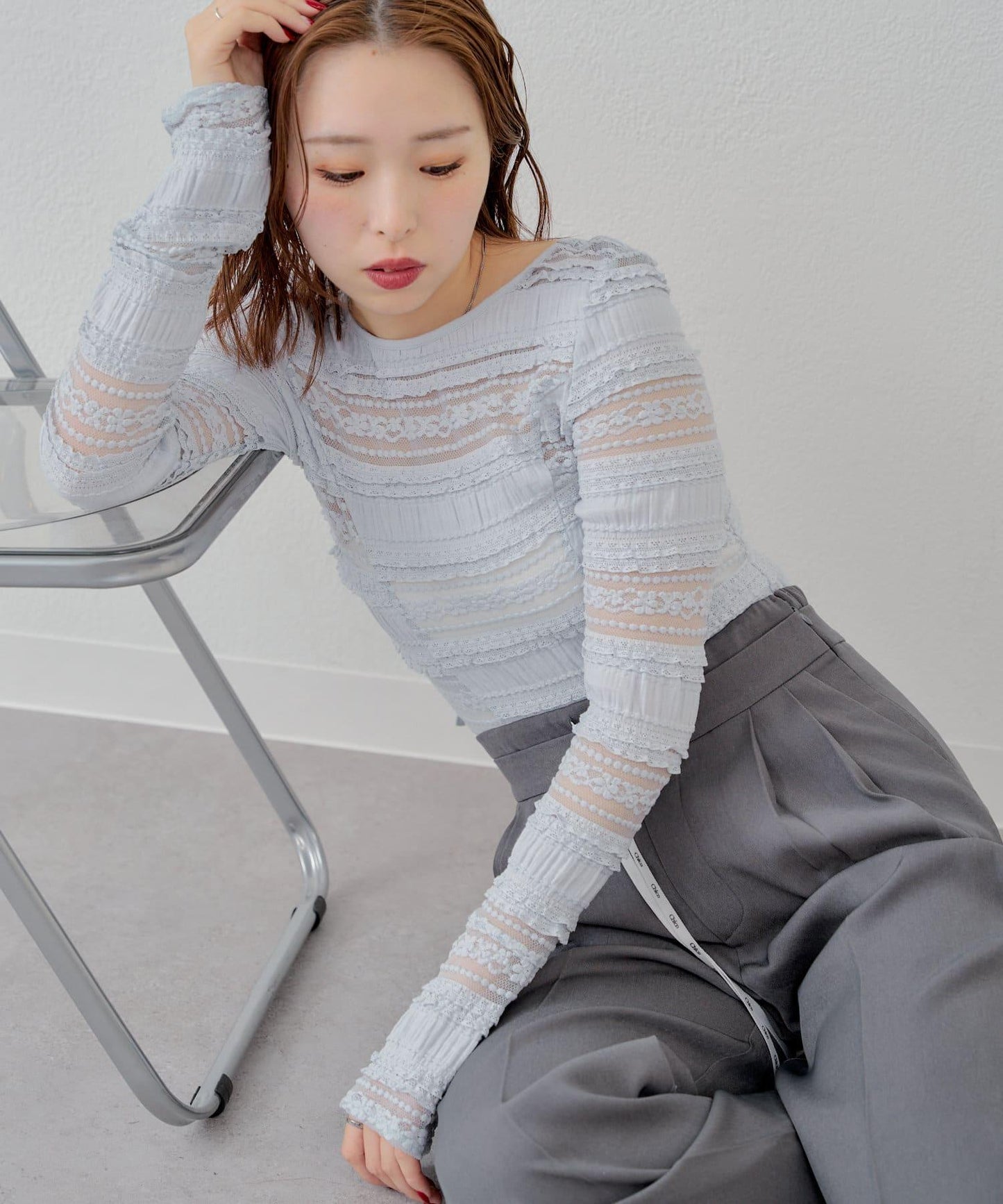 【2025SS】後背開衩蕾絲T-shirt