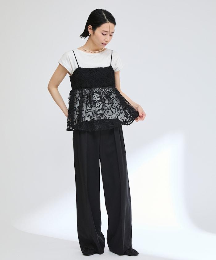 刺繡蕾絲網紗吊帶背心上衣