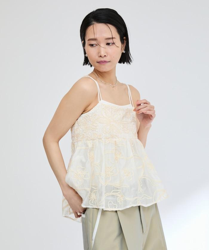 刺繡蕾絲網紗吊帶背心上衣