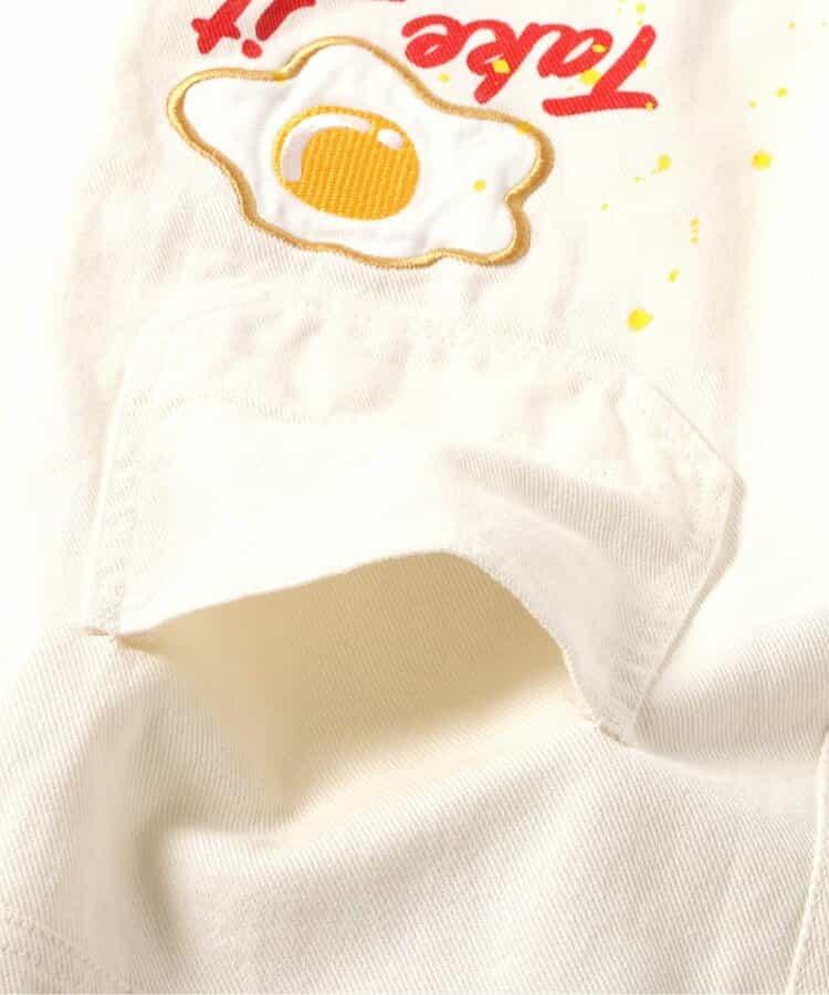 高級白色牛仔布吊帶褲 10分褲
