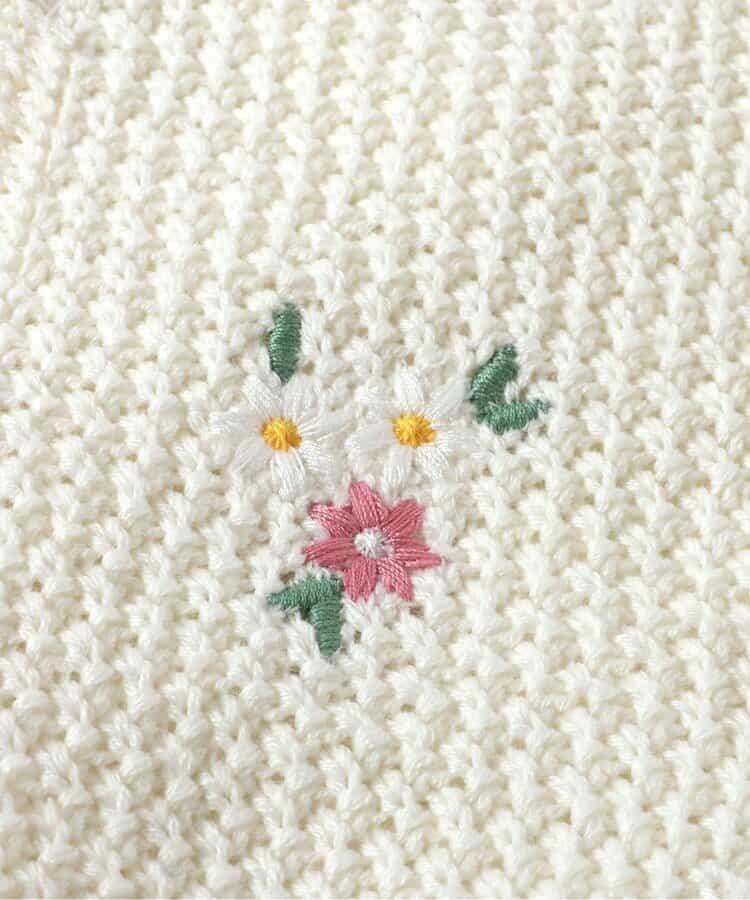 花朵刺繡針織背心&長款上衣套裝