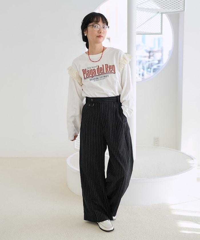 袖蕾絲拼接logo短袖T恤