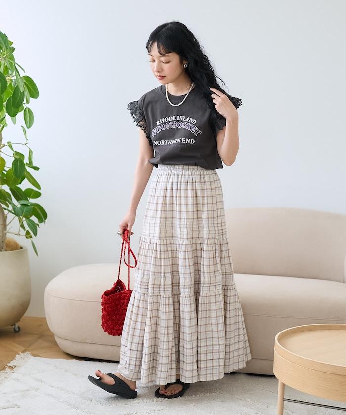 袖蕾絲拼接logo印花T恤