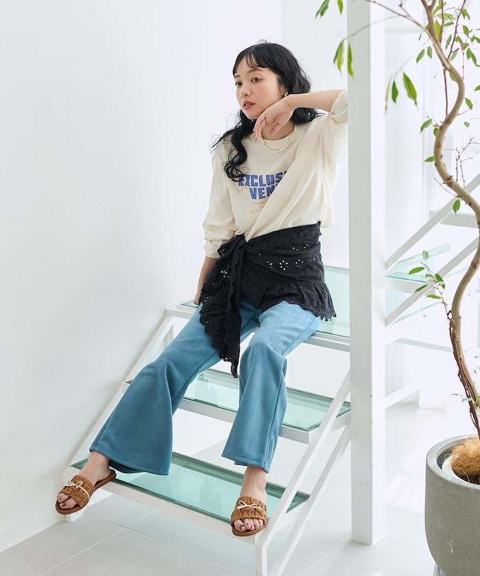 【套裝商品】蕾絲疊層 印花長袖T-shirt