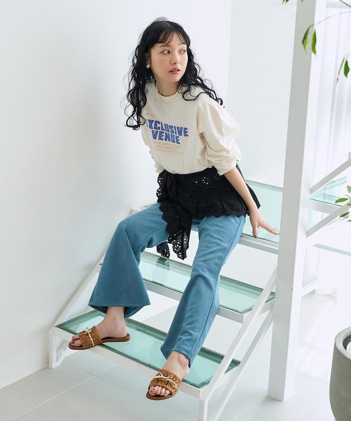 【套裝商品】蕾絲疊層 印花長袖T-shirt