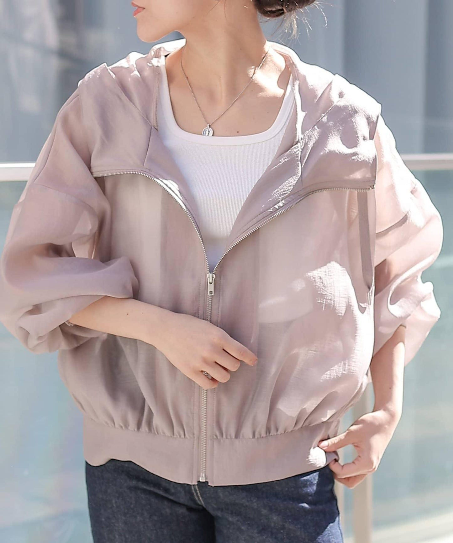 透明滌綸煮沸帶帽羽絨服
