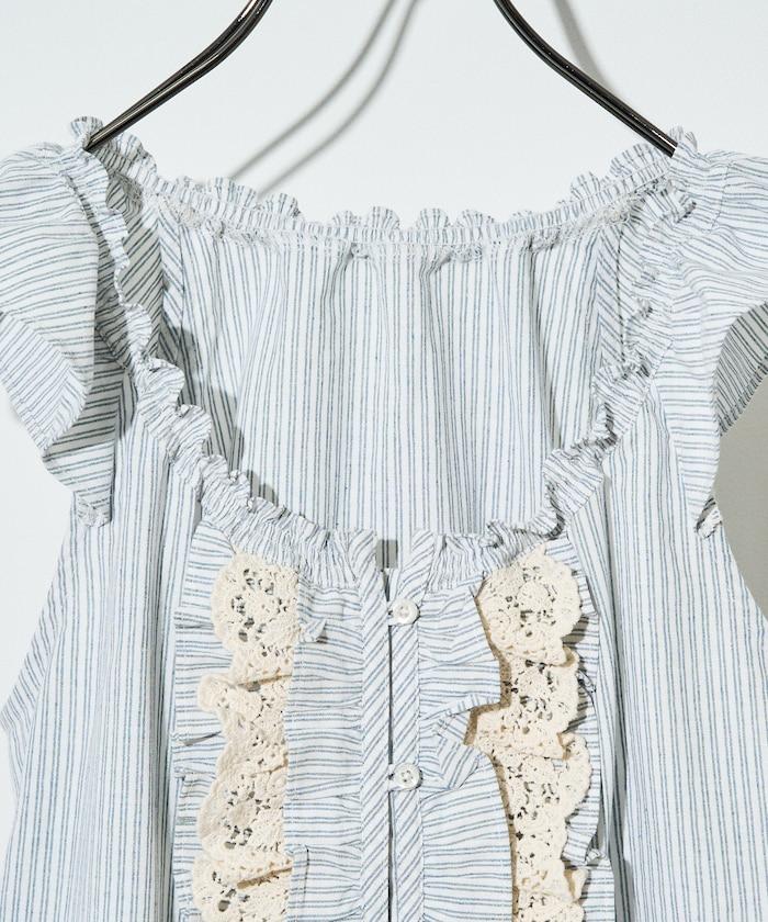 2WAY蕾絲荷葉邊襯衫