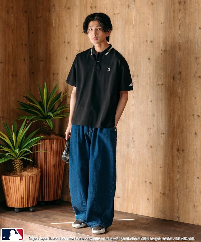 聯名 MLB 鹿子紋 立領短袖Polo衫