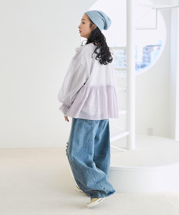 【套裝商品】蕾絲疊層 印花長袖T-shirt