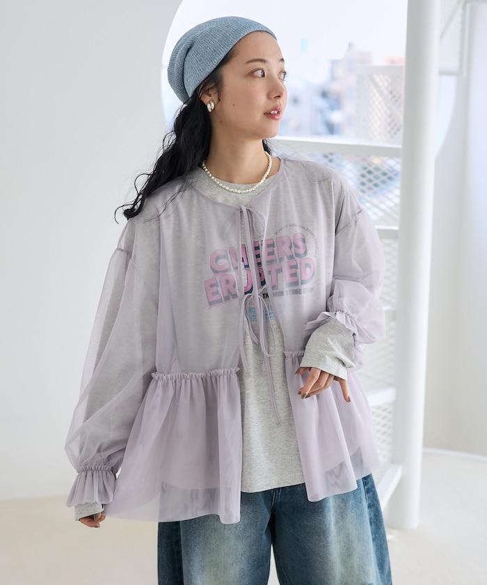 【套裝商品】蕾絲疊層 印花長袖T-shirt