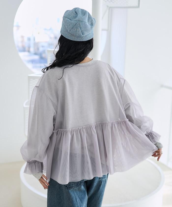 【套裝商品】蕾絲疊層 印花長袖T-shirt