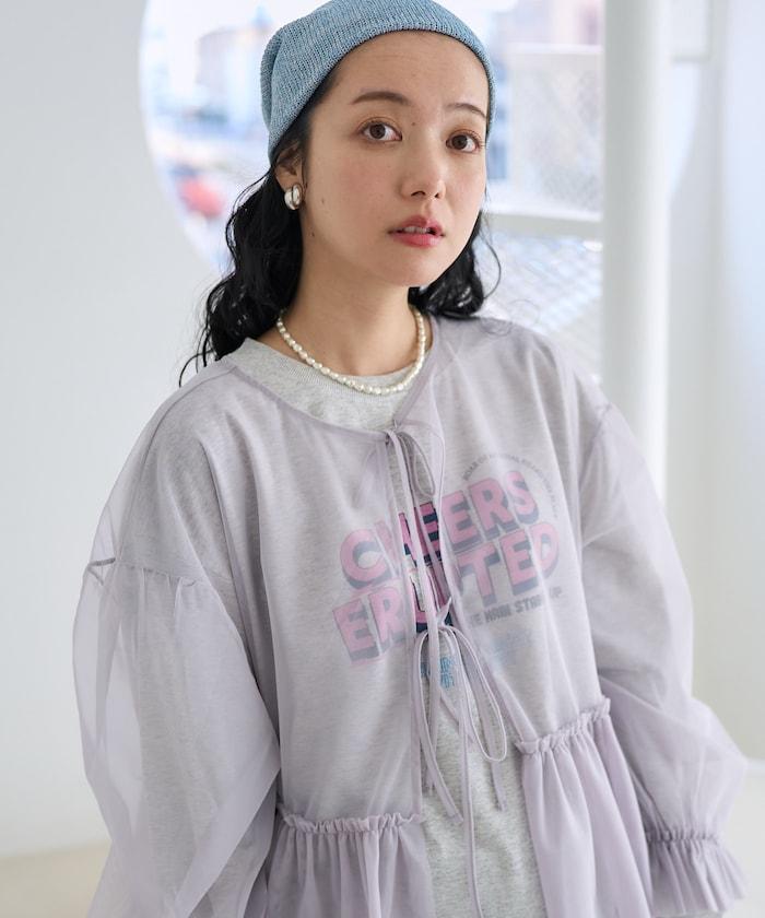 【套裝商品】蕾絲疊層 印花長袖T-shirt