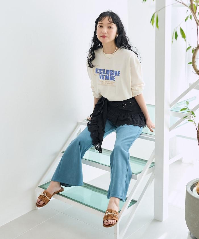 【套裝商品】蕾絲疊層 印花長袖T-shirt
