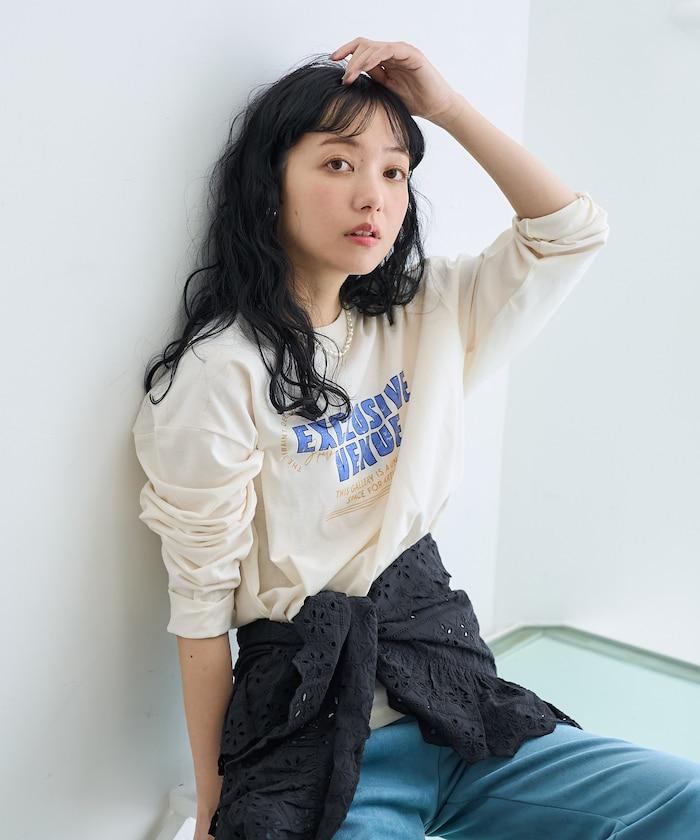 【套裝商品】蕾絲疊層 印花長袖T-shirt