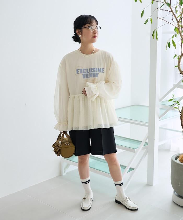 【套裝商品】蕾絲疊層 印花長袖T-shirt