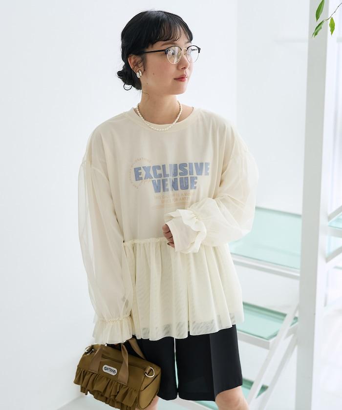 【套裝商品】蕾絲疊層 印花長袖T-shirt