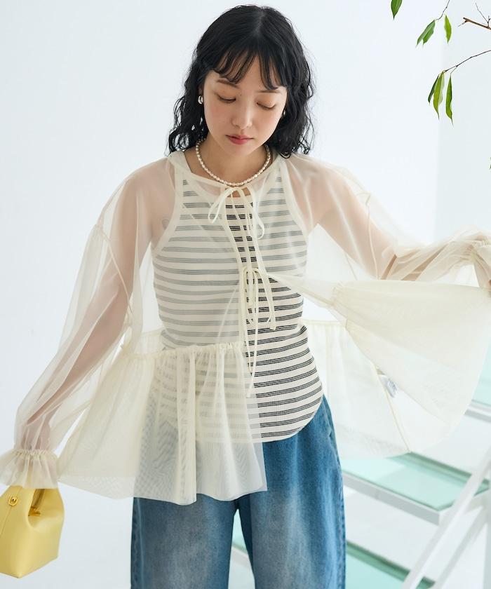 【套裝商品】蕾絲疊層 印花長袖T-shirt