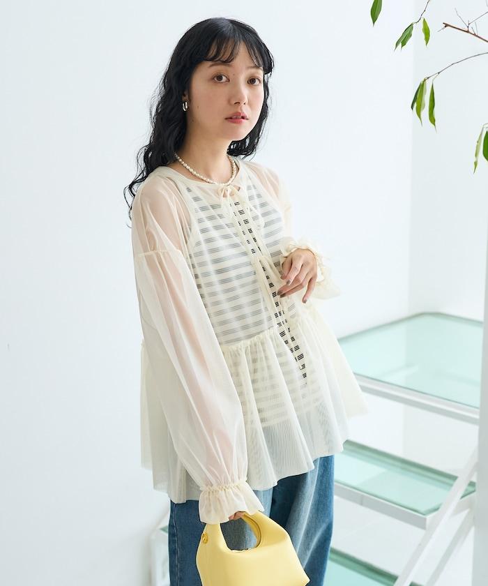【套裝商品】蕾絲疊層 印花長袖T-shirt