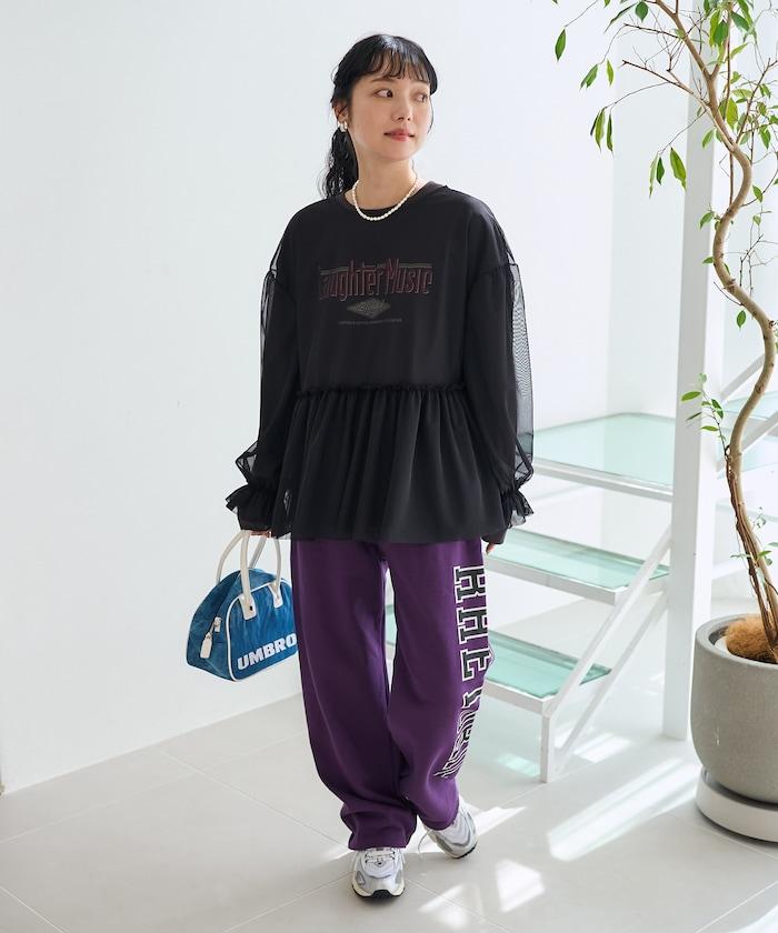 【套裝商品】蕾絲疊層 印花長袖T-shirt