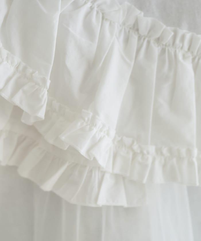 褶邊蕾絲拼接長袖T恤