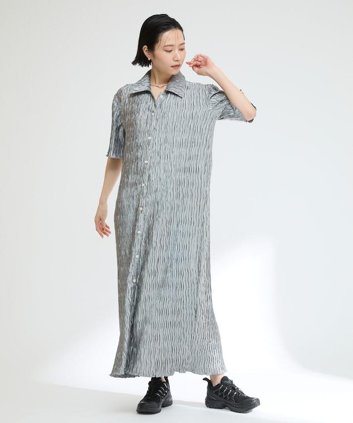 褶皺襯衫連衣裙