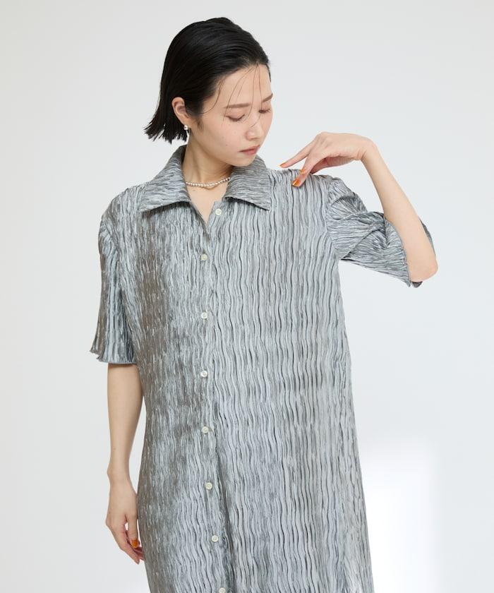 褶皺襯衫連衣裙