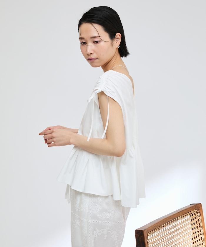 塔夫塔垂褶上衣 / 法式短袖垂褶上衣