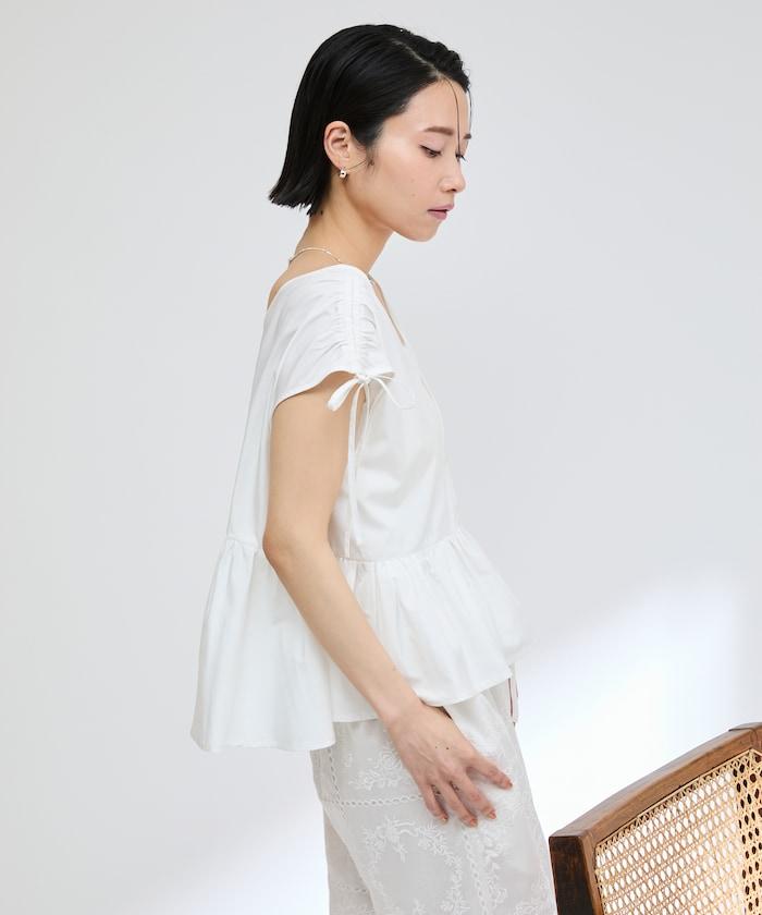 塔夫塔垂褶上衣 / 法式短袖垂褶上衣